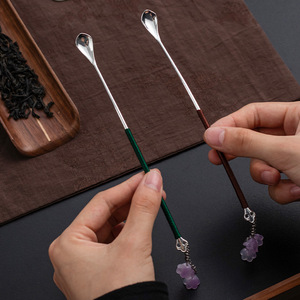 Tea <b>Spoon</b> Long Handle Alloy Heat Resistant Tea Ceremony Accessory For Kung Fu Tea Set - Product Image 3