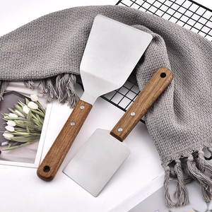 Wholesale SUS430 <strong>Accessories</strong> Stainless Steel <strong>Kitchen</strong> <strong>Grey</strong> Wooden Handle Spatula Cake Cooking Spatula with Hanging Wooden Handle - Product Image 2