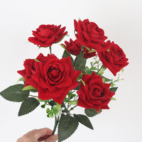 Bouquet de 7 petites roses artificielles en soie à angle dégagé pour décoration de mariage, d'hôtel et de maison, lot semi-manuel pour fabricants