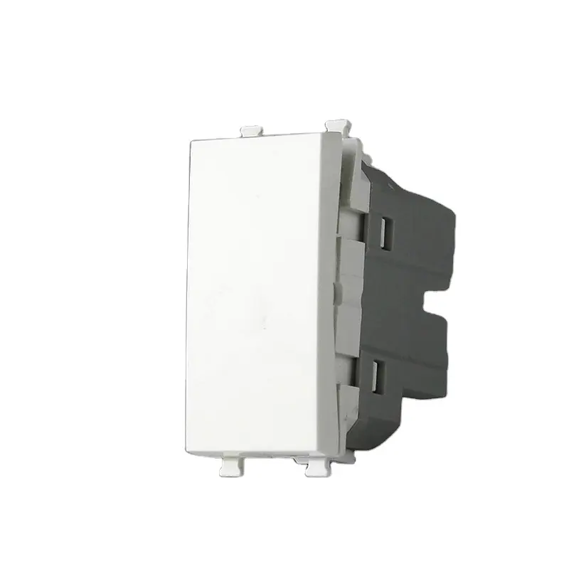 EU standard white plastic electrical home wall switch small size 1 module 2 way wall switch