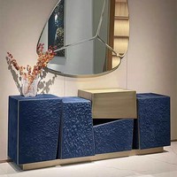 Buffet en bois de luxe léger pour salon, meubles de cuisine, console d'entrée de villa, table de rangement géométrique irrégulière, éléments décoratifs