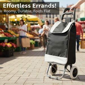 Poland Stock 2-Wheel Folding Shopping <b>Trolley</b> Large Capacity Market Cart with Rear Zipper Pocket EU Dropshipping - Product Image 2