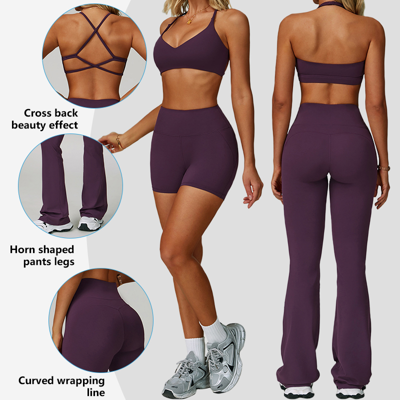 TZ3091 Halter Neck Tight Quick-drying Fitness Yoga Suit Backless Beauty Back Bra High-intensity Sports Suit for Women