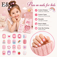 E&A Wholesale – Nouveaux faux ongles autocollants 3D mignons pour enfants, motif dessin animé, haute qualité, taille petite, marque privée