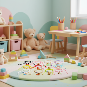 Braccialetti con ciondoli a forma di orsetto, colorati e regolabili, gioielli alla moda per bambini e ragazze, 1800 pezzi per scatola - Product Image 2