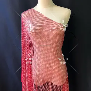 elastic crystal mesh SS 10 120 cm width in AB red fabric
