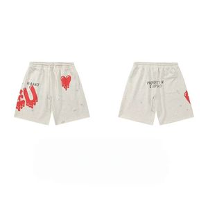 Nuevos pantalones cortos casuales de moda con estampado de corazones, holgados, lavados y desgastados, para hombre y mujer, talla SM. - Product Image 1