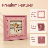 Porte-photo décoratif rose pour bureau avec cadre intérieur découpé ondulé, décoration de chambre d'enfant, cadeau, cadre photo