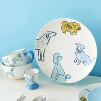 Vaisselle en céramique de style européen pour animaux de compagnie, best-seller transfrontalier : bol, assiette, tasse – Chine, mignon, créatif, haute valeur