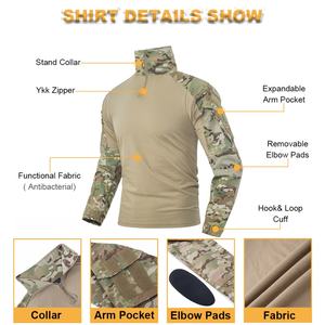 Chemise tactique à manches longues en tissu tricoté en coton, uniforme Rip-Stop camouflage pour la chasse, vêtements de style militaire - Product Image 3