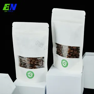 Recyclable Stand Up Pouch Zip Lock Dried Biodegradable White Kraft Paper Bag Food Packaging Bag