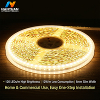 Bandes lumineuses LED, ruban LED, lumières LED, 220V, branchement direct, 8mm, 120 LED/m, CRI élevé Ra80, 12W/m, éclairage de placard, lumières LED DDID