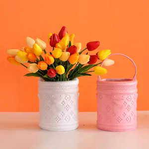 Bolso de resina Morandi creativo nórdico, florero, arreglo de flores secas, jarrón de bolso de lujo para la decoración de la sala de estar del hogar