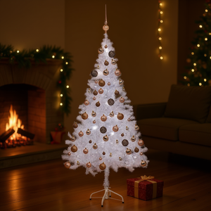 Árbol de Navidad Artificial Preiluminado de 59.1 Pulgadas con 380 Ramas, Luces LED Blancas Cálidas, Base para Interior y Juego de Bolas - Product Image 2