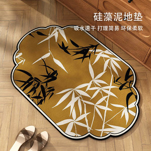 แผ่นรองอาบน้ำดูดซับน้ำลายดินเบาแบบจีนลายพืช สำหรับห้องน้ำ - Product Image 3