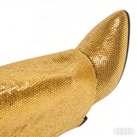 Bottes hautes classiques de luxe imprimées pour femme, de marque célèbre, à bout fermé, avec décoration métallique et fermeture éclair, talon plat, pour l'été et l'automne