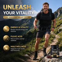 Gummies de Shilajit Pur de l'Himalaya Marque Blanche – Énergie, Vitalité, Acide Fulvique – Complément Herbal pour Hommes