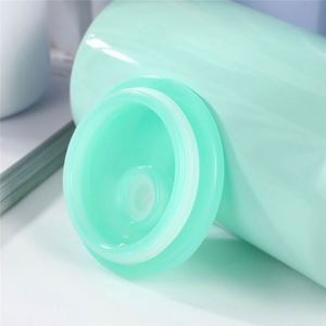 Elegant Shaped Drinking Plastic 16Oz Colored Plastic Solid Glossy Can With Pp Lids for UV DTF Transfer - Product Image 5