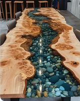 MOREDESIGN Table de café et de salle à manger en bois de noyer massif avec résine époxy, style rivière, vente chaude directe usine