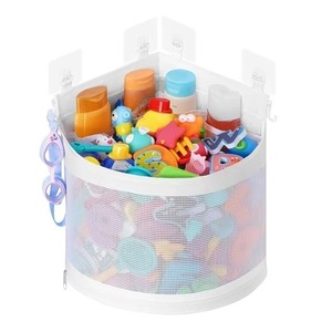 2 Styles Bathroom Toy <b>Storage</b> <b>Hanging</b> Bag with 4 Hooks, Large Capacity <b>Wall</b>-mounted <b>Storage</b> Bag, Bathroom Supplies Organizer - Product Image 6