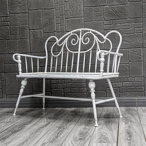 HOME High Quality Vintage Industrial White Color Metal Garden Bench Antique Double Seat Patio <b>Chair</b> - Product Image 4