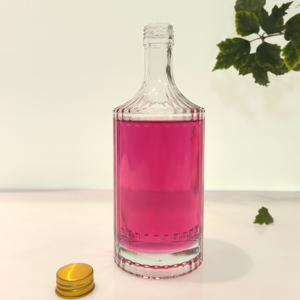 2024 thiết kế mới chất lượng cao sọc Chai Thủy Tinh 100ml 200ml 300ml 500ml 700ml 750ml 1000ml nước giải khát Vodka Gin chai - Product Image 1