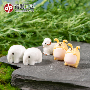 Adornos de resina artesanal Dp Craft con miniaturas de animales: elefante, oveja, conejo, ratón para decoración de jardines de musgo. - Product Image 4
