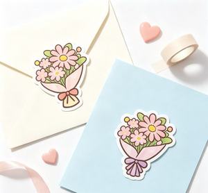 Cute Cartoon Flower Bouquet <b>Stickers</b> Irregular Shape Self Adhesive Die Cut <b>Stickers</b> for Journal <b>Scrapbooking</b> Gift Packaging - Product Image 2