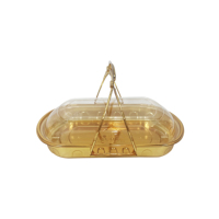 Boîte cadeau de luxe en plastique doré portable pour fruits, avec poignée pliable, pour dattes, pâtisseries et pain, en PET jetable, motif grenade
