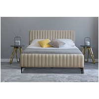 Lit Contemporain ALISSA, Élégant et Moderne, Revêtement en Tissu Velours, Cadre en Bois Massif, Disponible en Tailles Double et King, Origine Chine