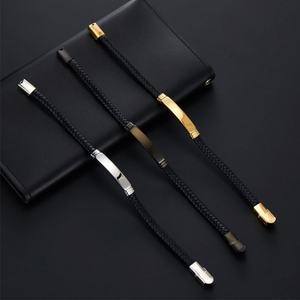 Custom Non Tarnish <b>Men</b> Bracelet Luxury 14k 18k Gold Plated 316l Stainless Steel Leather Braided Bracelet <b>for</b> <b>Men</b> - Product Image 6