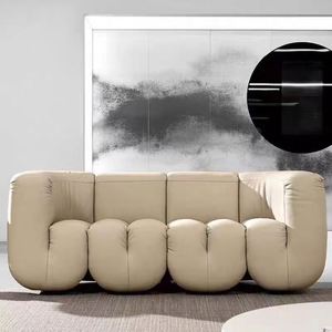 Set da Soggiorno GEDO 2026 in Vera Pelle Europea, Divano di Lusso in Legno Antico - Product Image 4