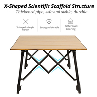 Table de camping moderne, portable, pliable, en aluminium, avec plateau en bois grainé, réglable en hauteur