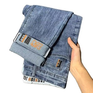 Pantalones Vaqueros de Mezclilla para <span class=keywords><strong>Hombre</strong></span>, Nuevo Modelo, Cintura Media, Color Gris Ceniza, Estampados, Elásticos, Casuales, Ajustados y Rectos - Product Image 5
