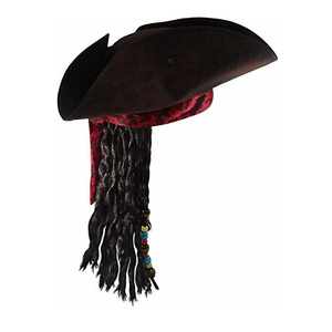 Cappello da <span class=keywords><strong>pirata</strong></span> di vendita caldo con Dreadlocks trecce di capelli cappello da <span class=keywords><strong>pirata</strong></span> tricorno caraibico per <span class=keywords><strong>accessori</strong></span> per costumi da <span class=keywords><strong>pirata</strong></span> - Product Image 2