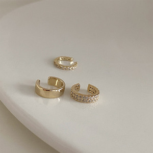 Geometric <b>Clip</b>-on Earrings Gold Silver U-shaped Bezel Set Zircon Everyday Wear - Product Image 3
