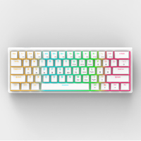 Keyboard Mekanik Gaming RGB 61 Tombol PBT Putih 60% USB Wired dengan Lampu LED