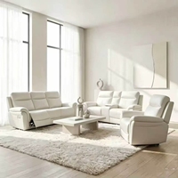 Frank Relaxsofa-Set Weiß Kunstleder Manuell Verstellbar 3+2+1-Sitzer Wohnzimmer Heimkino Möbelset