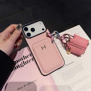 Funda para Teléfono con Tarjetero y Diseño de Lichi para Mujer, Compatible con iPhone 17 16 15 Pro Max, Funda Protectora para Auriculares para iPhone 17 16 15 Pro Max - Product Image 3