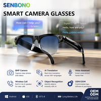 Lunettes intelligentes SENBONO M96 avec traduction IA, enregistrement vidéo 8MP, appels sans fil, lecture de musique, lunettes intelligentes IA avec caméra