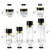 Bocaux en verre recyclables de 30g, 50g, 100g avec bouchon à vis en plastique pour cosmétiques, soins de la peau et crèmes visage/yeux, certifiés ISO9001