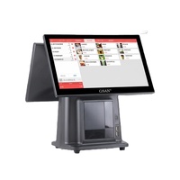 Sistema POS GSAN de 15.6 Pulgadas con Pantalla Táctil Dual, Todo en Uno, Caja Registradora con Impresora de 80 mm para Supermercado