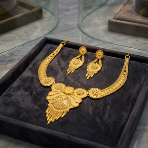ชุดสร้อยคอทองชุบ 14K 18K 24K ขายส่ง, เครื่องประดับแบบดั้งเดิม, สร้อยคอแฟชั่น, ชุดสร้อยคอทองเหลืองสั้น - Product Image 2