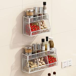 Étagère murale de rangement pour cuisine, en fer blanc, pour épices et légumes, idéale pour le gingembre, l'ail, les piments et les condiments - Product Image 4