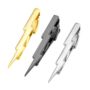 <strong>Wholesale</strong> <strong>Lightning</strong> Design Novelty Tie Clips Custom Suit Shirt Fashion Accessory Tie Pin Wedding Tuxedo Jewelry Tie Bar Gift Set - Product Image 1