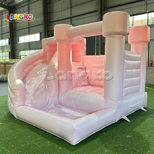 Nhà bị trả lại Inflatable màu hồng bị trả lại công viên kết hợp trượt hồ bơi nước bóng Pit junping lâu đài cho bên cho thuê - Product Image 2