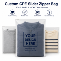 Sac à fermeture éclair coulissante en CPE givré pour l'emballage de t-shirts et de vestes, imprimé en héliogravure, logo personnalisé, refermable, pour le rangement de vêtements, couleur personnalisée