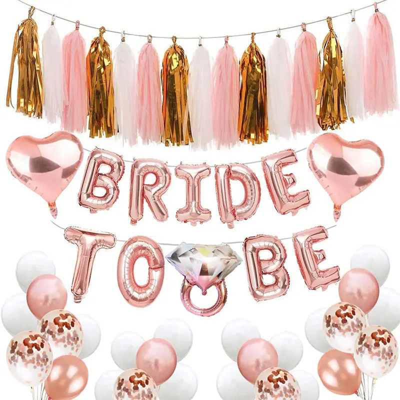 Rose Gold bride to be balloon set paper tassel love rose gold glitter party decorations products balloon