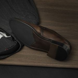 2025 High-End Handmade Men's VALENTINA Leather <b>Pointed</b> Toe Formal Business Derby Lace-Up Closure Anti-Slip Customizable Rubber - Product Image 5