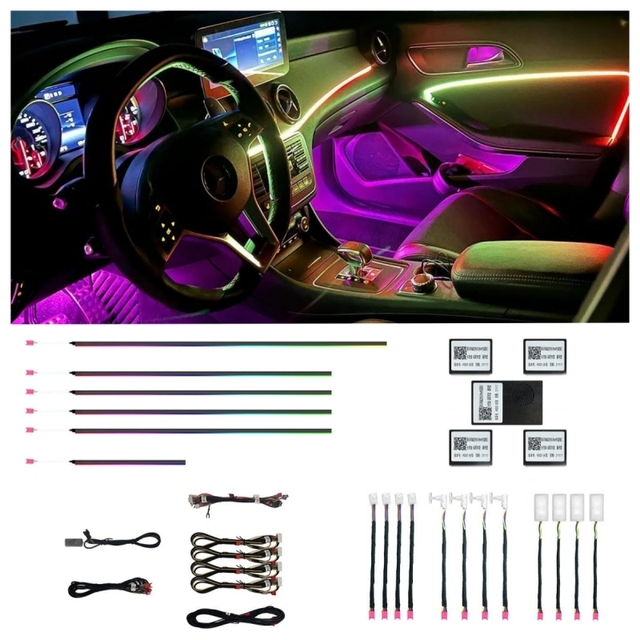Music APP Control RGB Chase Colorful Acrylic Trim Interior Light 18 in 1 Symphony Car Ambient Light Kit